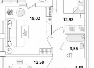 Продается двухкомнатная квартира, 63.2 м2, Санкт-Петербург, Кубинская улица, 82к3с1, метро Звёздная