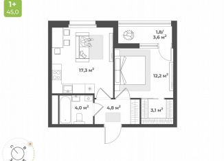 Продаю 1-ком. квартиру, 43.2 м2, Тверь