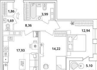 Продаю 2-ком. квартиру, 63.5 м2, Санкт-Петербург, Кубинская улица, 82к3с1, метро Звёздная