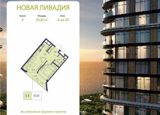 Продажа двухкомнатной квартиры, 51.6 м2, посёлок городского типа Ливадия