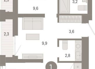 Продаю 1-ком. квартиру, 55.8 м2, Тюмень, Ленинский округ