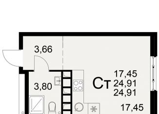 Квартира на продажу студия, 24.9 м2, Рязань, Московский район