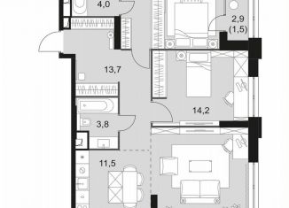 Трехкомнатная квартира на продажу, 82 м2, Москва, Шелепихинская набережная, 40к1, метро Шелепиха