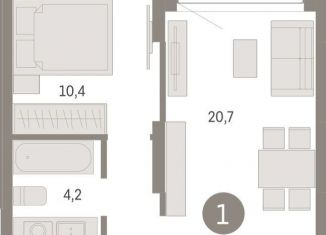 Продам 1-комнатную квартиру, 47.3 м2, Липецкая область, площадь Петра Великого, 1