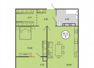 Продается 1-комнатная квартира, 48.2 м2, Ставрополь, микрорайон № 15