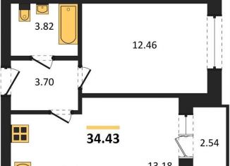 1-комнатная квартира на продажу, 34.4 м2, Калининградская область