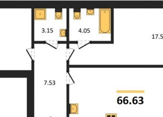 Продается 2-комнатная квартира, 66.6 м2, Калининград