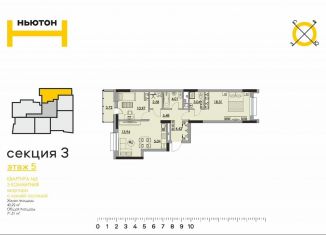 Продам 3-комнатную квартиру, 71.5 м2, Пермь, ЖК Ньютон, Боровая улица, 21