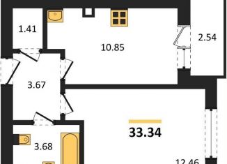 Продается однокомнатная квартира, 33.3 м2, Калининградская область