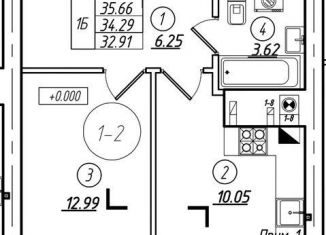 Продается 1-комнатная квартира, 34.3 м2, Калининградская область