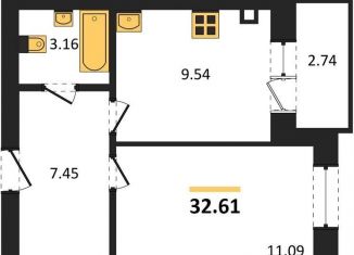 Продается 1-ком. квартира, 32.6 м2, Калининградская область