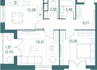 Продажа 2-ком. квартиры, 60.9 м2, Одинцово