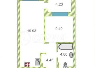 Продам 1-комнатную квартиру, 39 м2, Тюмень, Ярославская улица, 12, Калининский округ