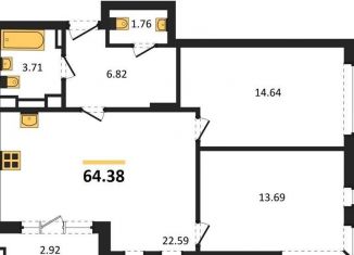 Продам 2-ком. квартиру, 64.4 м2, Калининград, Батальная улица, 65Б, Московский район