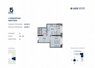 Продаю 1-ком. квартиру, 34.1 м2, Удмуртия