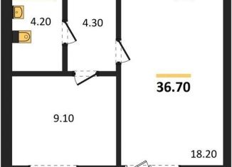 Продается однокомнатная квартира, 36.7 м2, Калининград, Акварельная улица