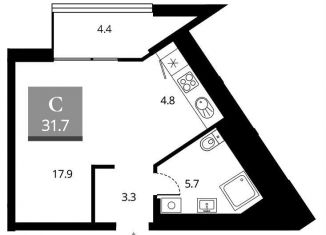 Продам квартиру студию, 31.7 м2, Новосибирская область, Прибрежная улица, 4/2