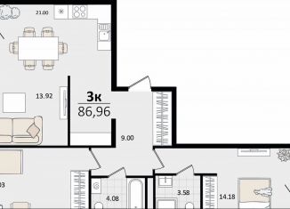 Продается двухкомнатная квартира, 87 м2, Краснодар, микрорайон ХБК