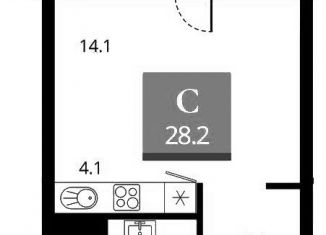 Квартира на продажу студия, 28.2 м2, Новосибирская область, Прибрежная улица, 4/2