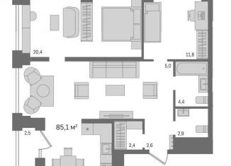 Продажа трехкомнатной квартиры, 85.3 м2, Новосибирск, метро Красный проспект