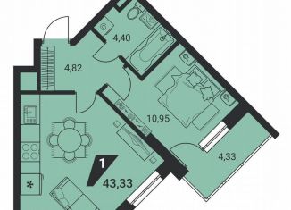 Продажа 1-комнатной квартиры, 43.3 м2, Екатеринбург, метро Чкаловская, улица Громова, 26