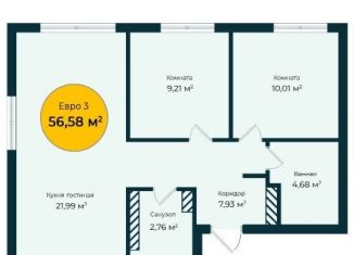 Продается 2-комнатная квартира, 56.6 м2, Тюмень, Ленинский округ, Лесопарковая улица, 1к1