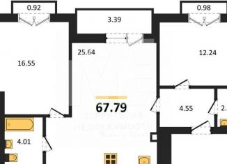 Продается двухкомнатная квартира, 67.8 м2, Калининград, Ленинградский район