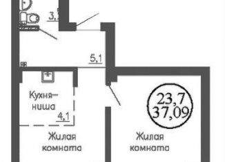 2-комнатная квартира на продажу, 37.1 м2, Новосибирск, Дзержинский район