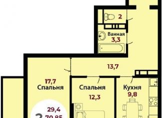 2-ком. квартира на продажу, 70 м2, Краснодар, Душистая улица, 77к1, ЖК Дуэт