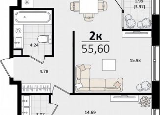 Продам 1-комнатную квартиру, 55.6 м2, Краснодарский край