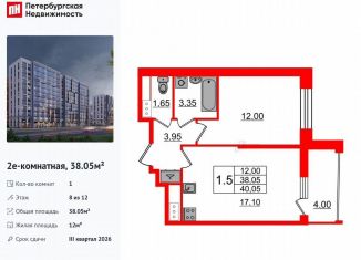 Продажа 1-комнатной квартиры, 38.1 м2, Санкт-Петербург, муниципальный округ Коломяги, Орлово-Денисовский проспект