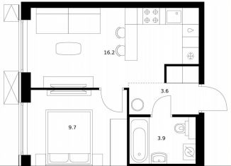 Продам 1-комнатную квартиру, 33.4 м2, Москва, район Южное Бутово