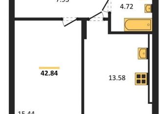 Однокомнатная квартира на продажу, 42.7 м2, поселок Малое Исаково