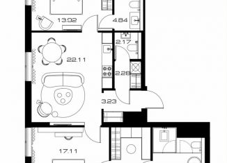 3-ком. квартира на продажу, 85.1 м2, Москва, Ленинский проспект, 38Ак1, ЖК Лунар