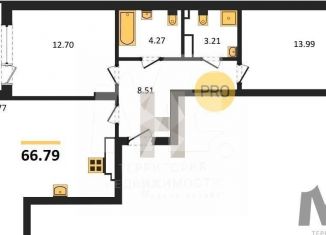 Продажа двухкомнатной квартиры, 66.8 м2, Калининград, Ленинградский район, улица Старшины Дадаева, 55