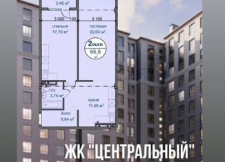 Двухкомнатная квартира на продажу, 65.5 м2, Махачкала, улица Ирчи Казака, 103