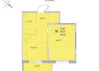 Продается 1-ком. квартира, 40.5 м2, Обнинск, улица Мира, 2