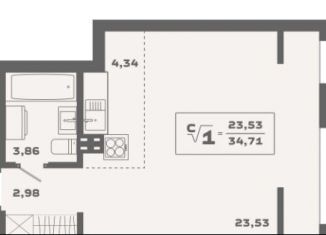 Продается квартира студия, 34.7 м2, Новосибирская область, Красногорская улица