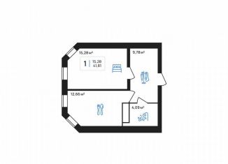 1-ком. квартира на продажу, 41.8 м2, Белгородская область, улица Железнякова, 8