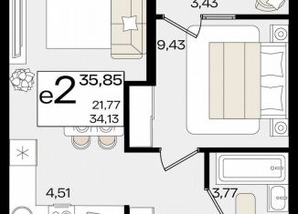 Продажа 1-комнатной квартиры, 35.9 м2, Краснодар, микрорайон ХБК