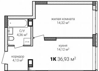 Продается 1-ком. квартира, 36.9 м2, Нижний Новгород, метро Горьковская