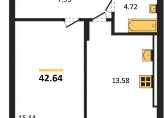 Однокомнатная квартира на продажу, 42.6 м2, поселок Малое Исаково