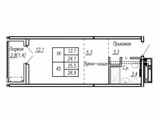 Квартира на продажу свободная планировка, 25.5 м2, Алтайский край