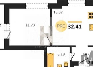 Однокомнатная квартира на продажу, 32.4 м2, Калининград