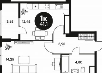 Продам 1-ком. квартиру, 41.2 м2, Ростов-на-Дону, Красноармейская улица, 242