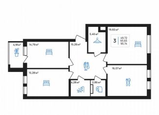 Продажа 3-комнатной квартиры, 95.7 м2, Липецкая область