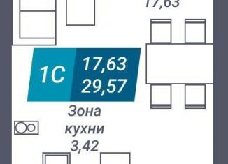 Продается квартира студия, 34.4 м2, Новосибирск, улица Королёва, 19, метро Маршала Покрышкина