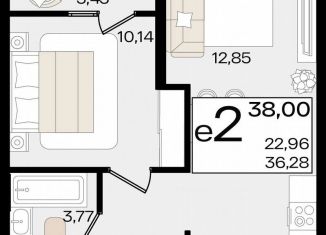 Продажа 1-комнатной квартиры, 38 м2, Краснодар, микрорайон ХБК, Старокубанская улица, 122/8