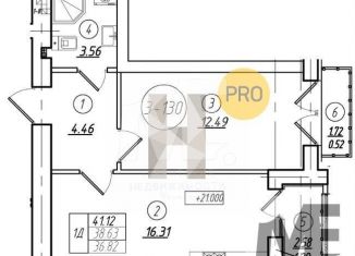 Продается 1-комнатная квартира, 38.6 м2, Калининград, Московский район