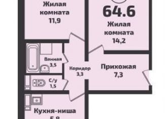 Трехкомнатная квартира на продажу, 64.8 м2, Новосибирская область, Каспийская улица, 8